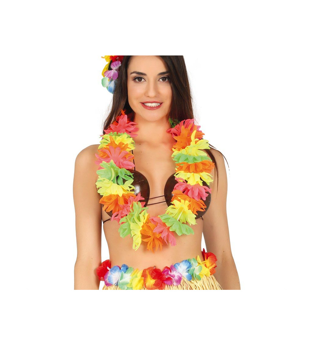 Havajský věnec světle barevné květy