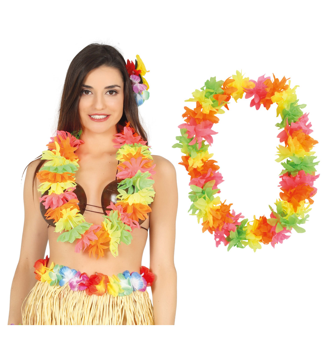 Havajský věnec světle barevné květy