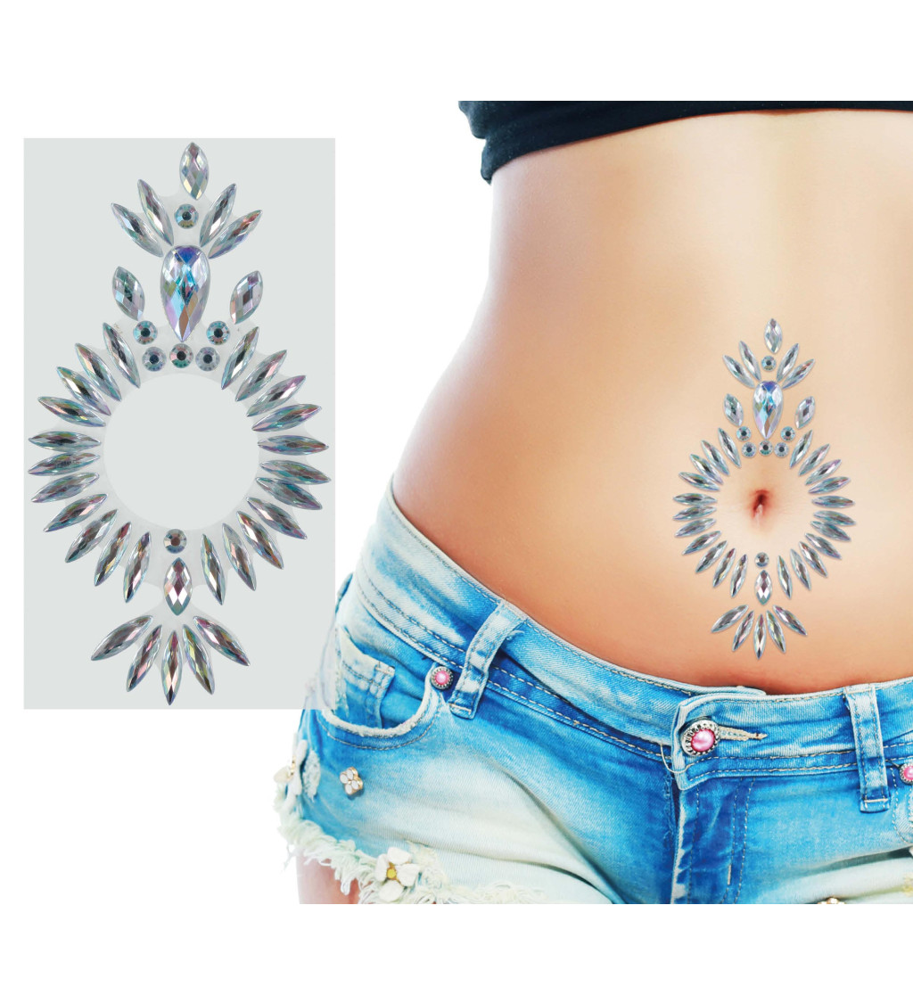 Kamínky na pupík - stříbrné