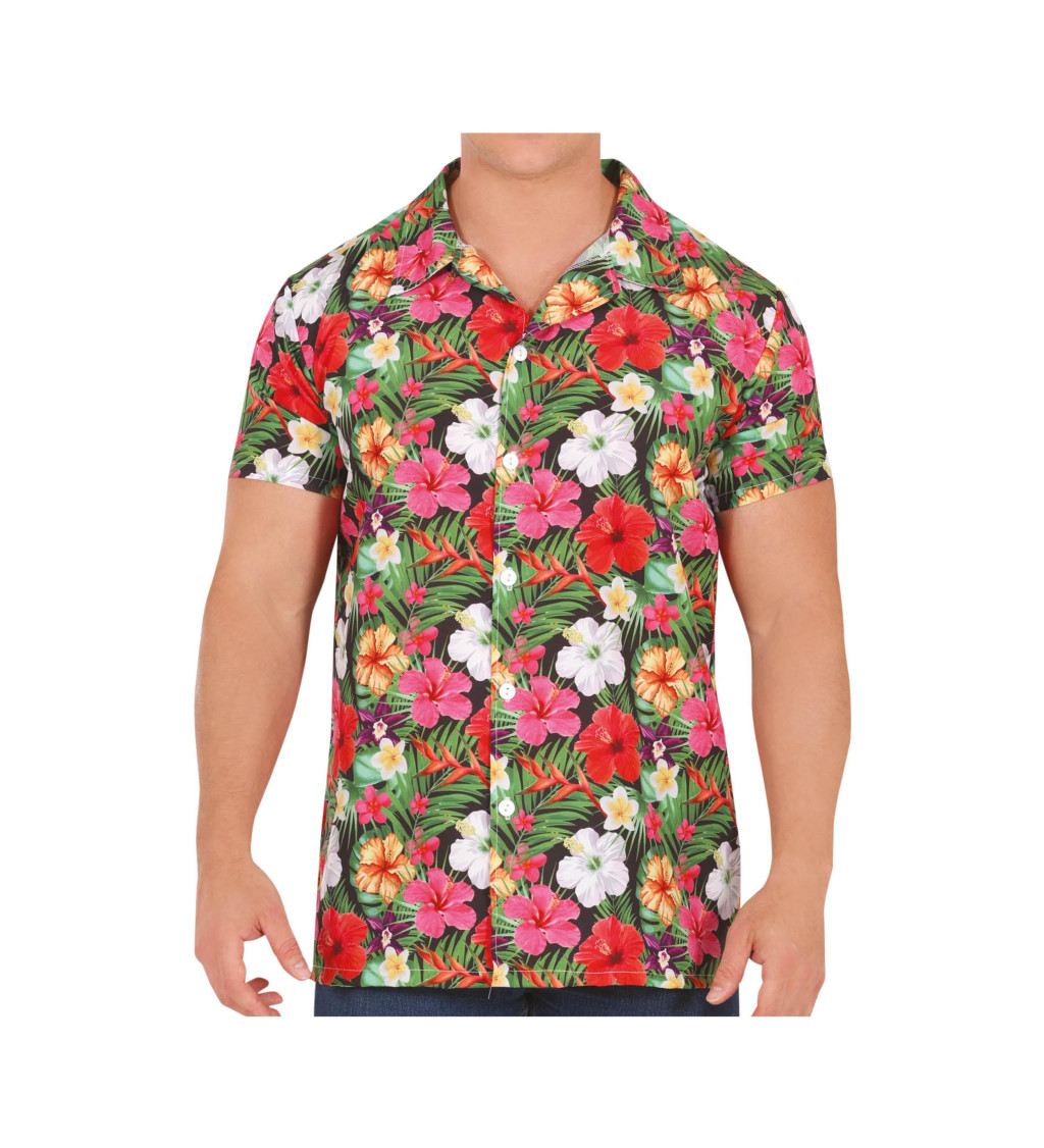 Havajská košile zelené listy