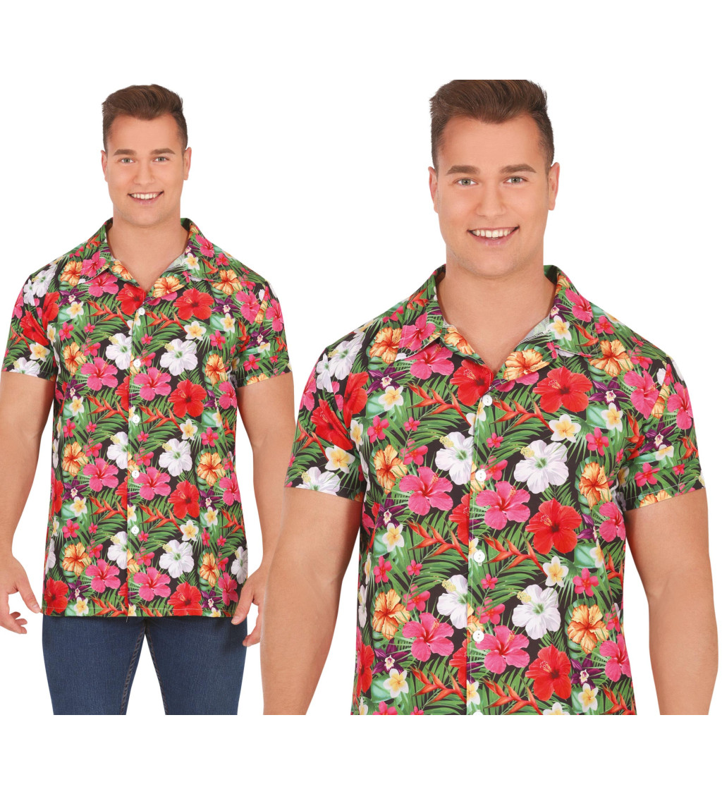 Havajská košile zelené listy