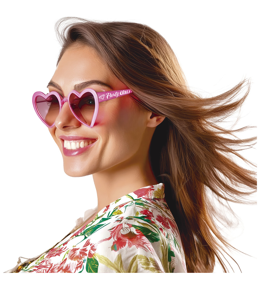 Sluneční brýle růžová srdíčka "Party girls"