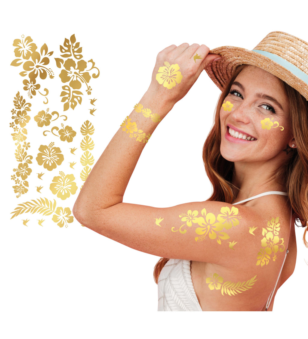 Zlaté tetování květy