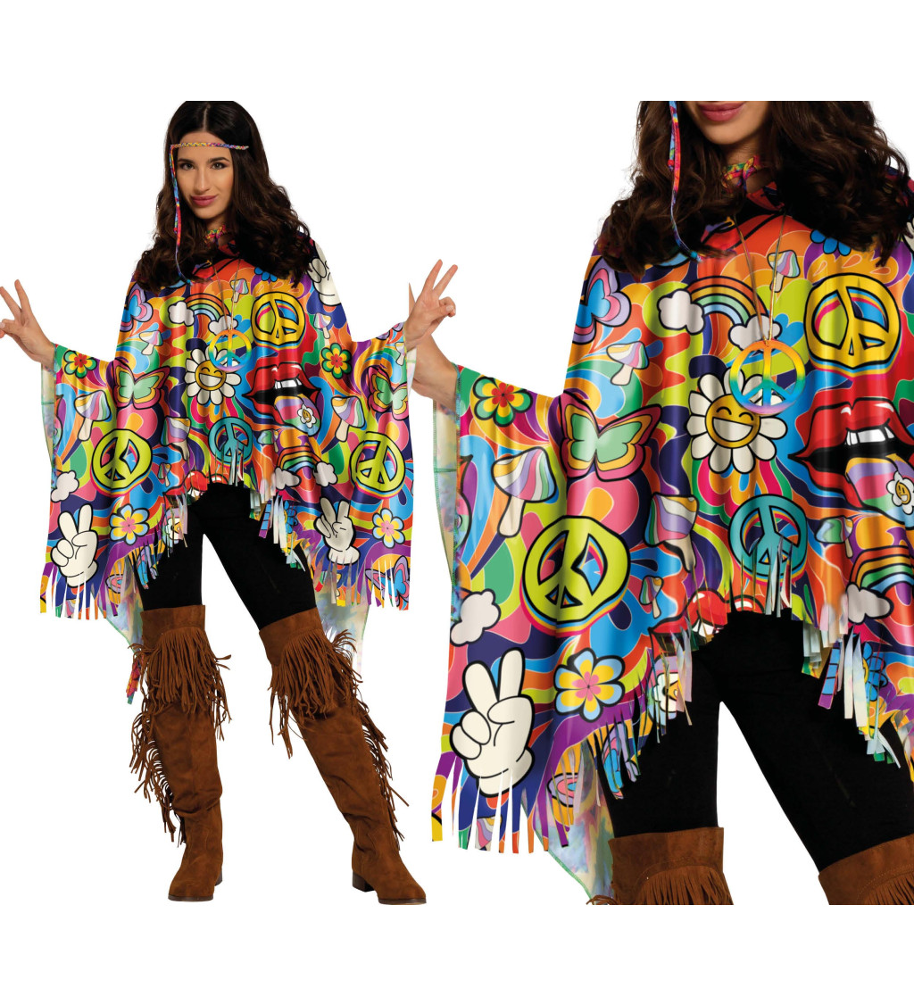 Pončo Hippie barevné