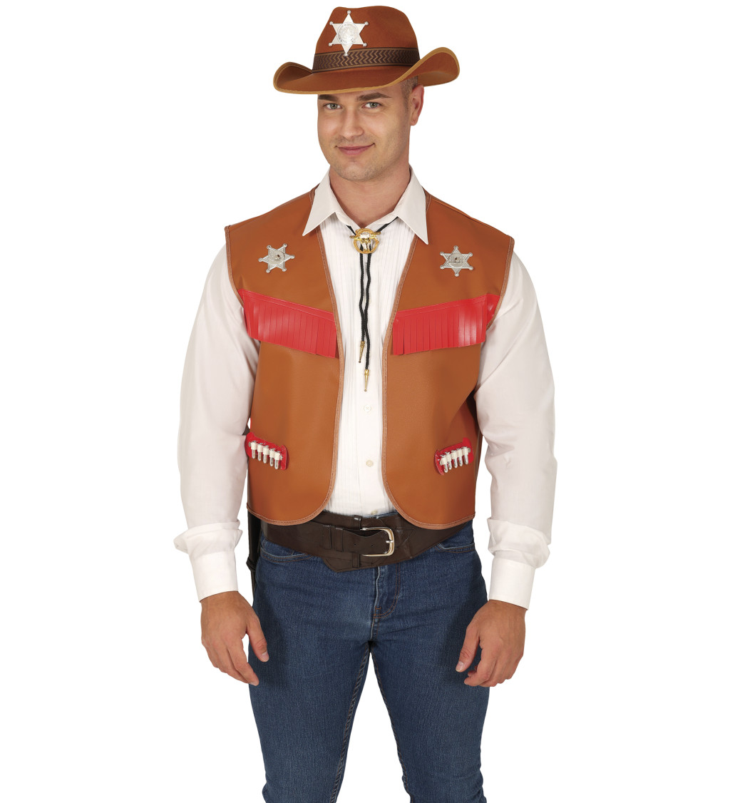 Kovbojská hnědá vesta