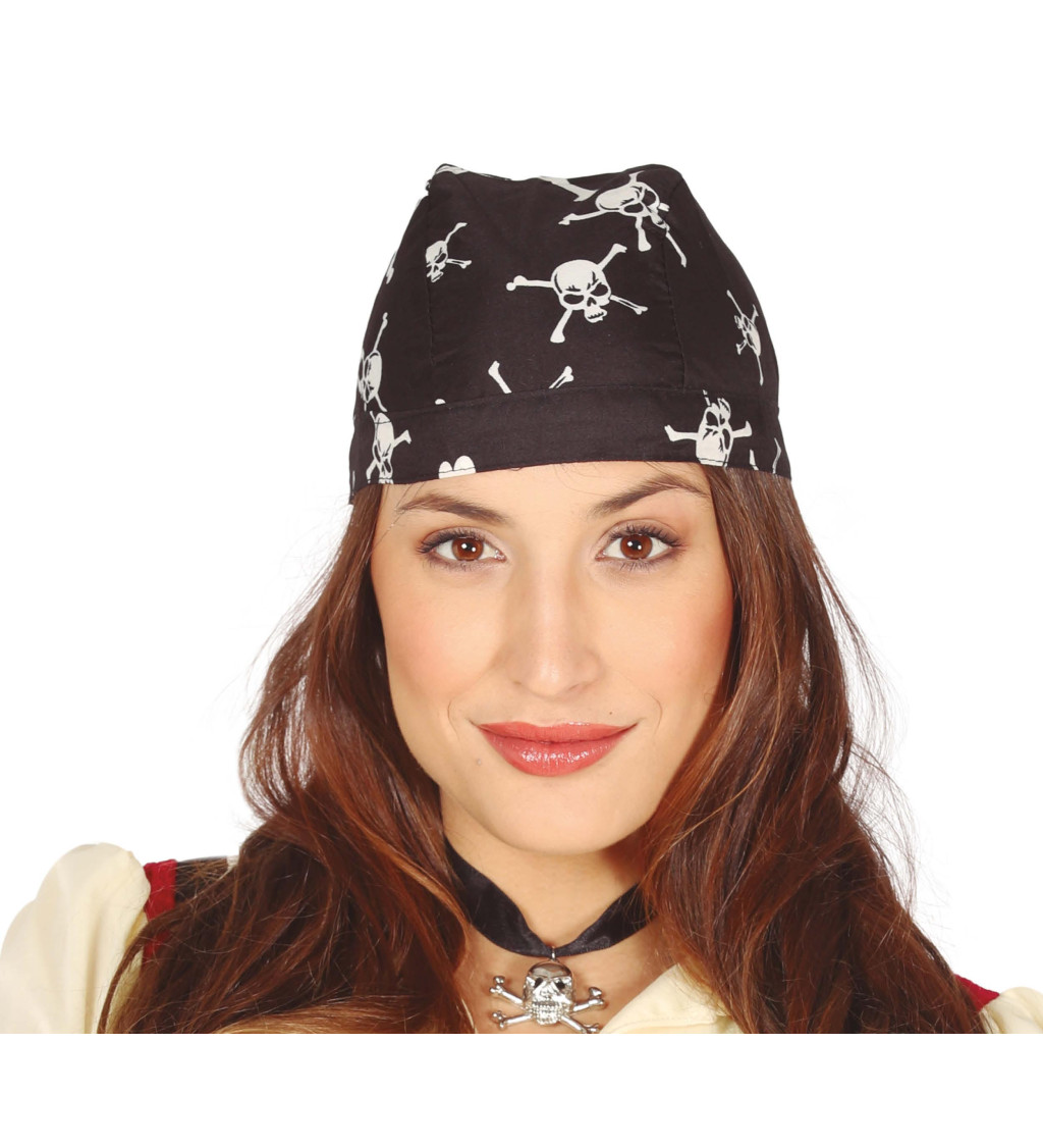 Pirátský šátek s lebkami