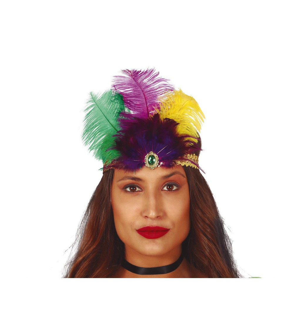 Zlatá čelenka s peřím