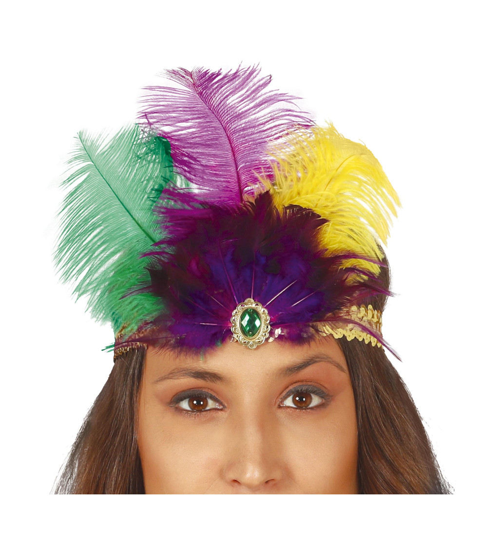 Zlatá čelenka s peřím