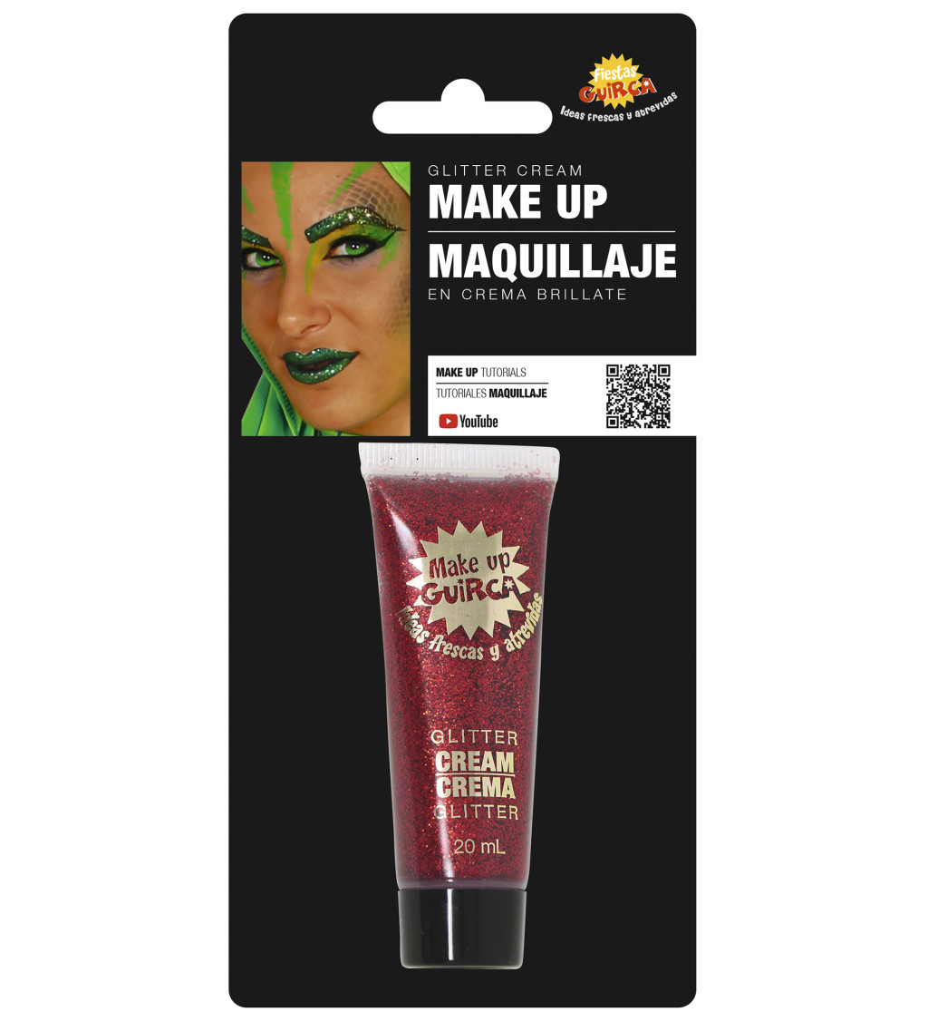 Třpytivý krémový make-up červený