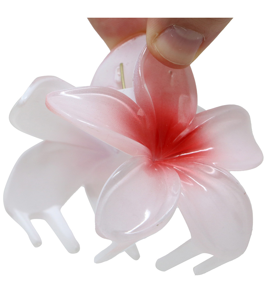 Květinový skřipec do vlasů bílo-červený