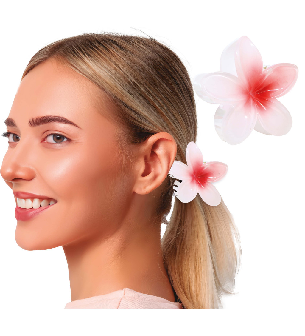 Květinový skřipec do vlasů bílo-červený