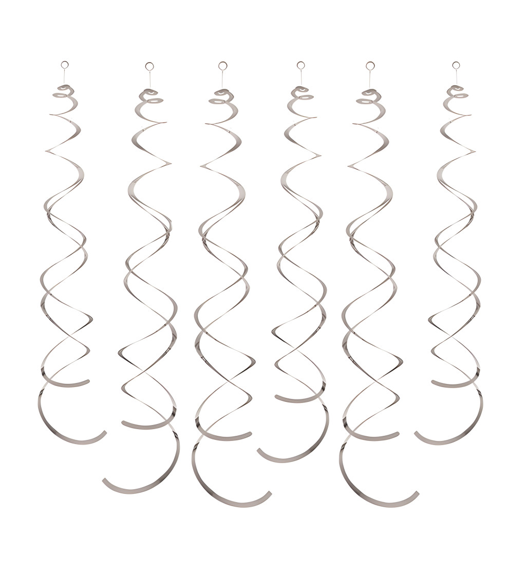 Dekorační spirály stříbrné 14 cm 6 ks