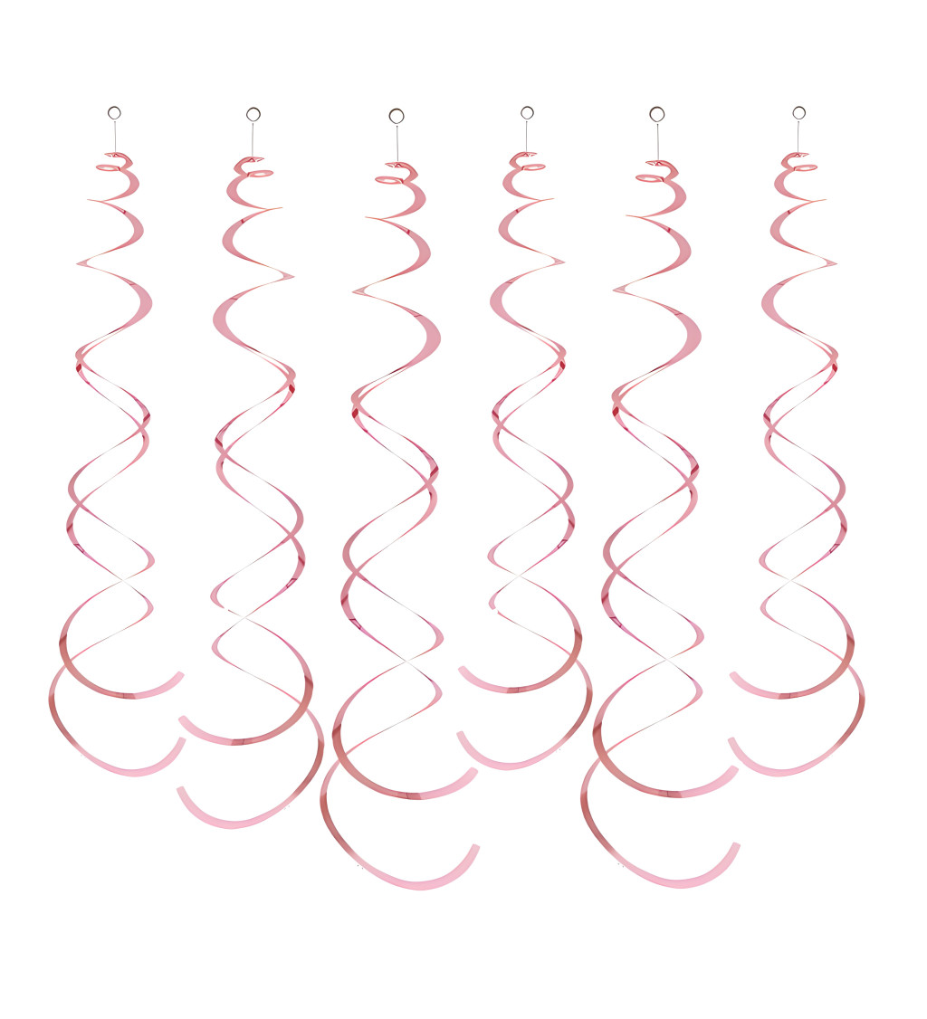 Dekorační spirály růžové 14 cm 6 ks