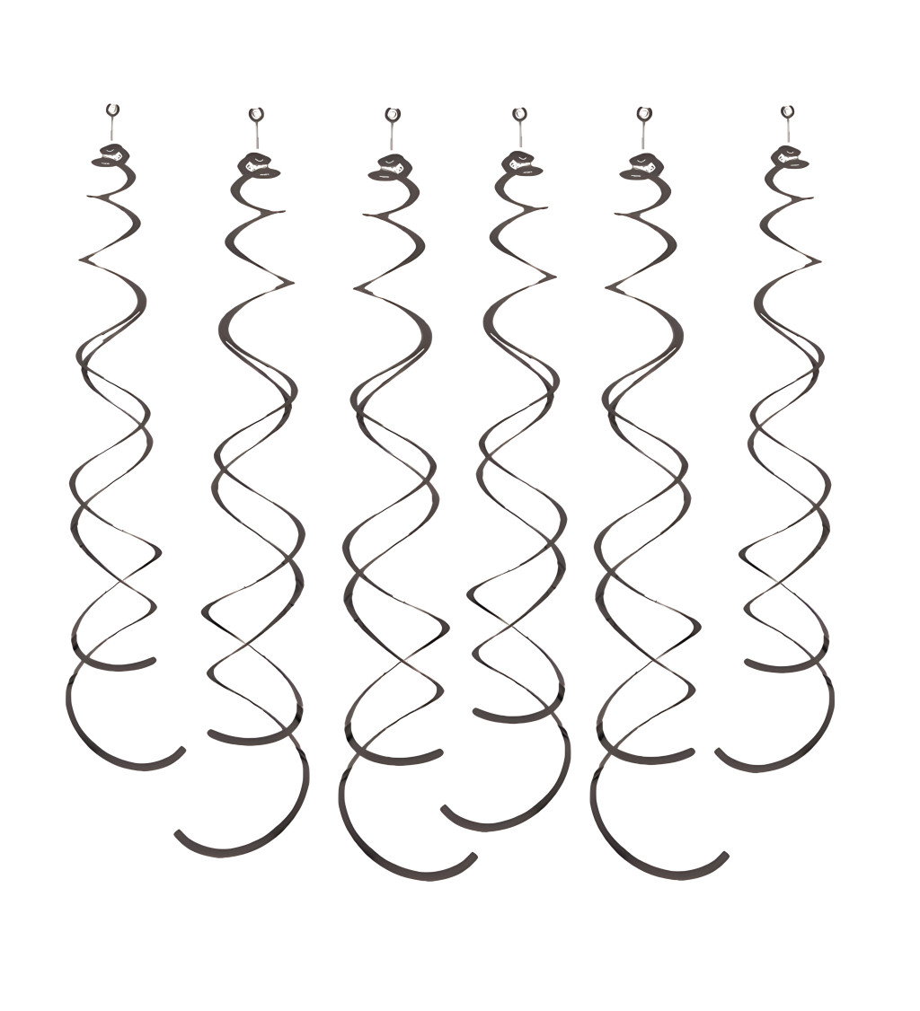 Dekorační spirály černé 14 cm 6 ks