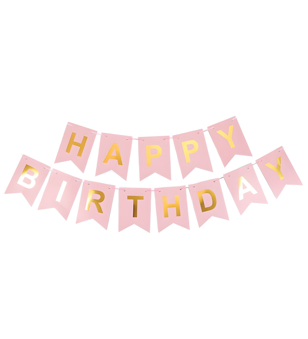 Happy birthday banner růžový