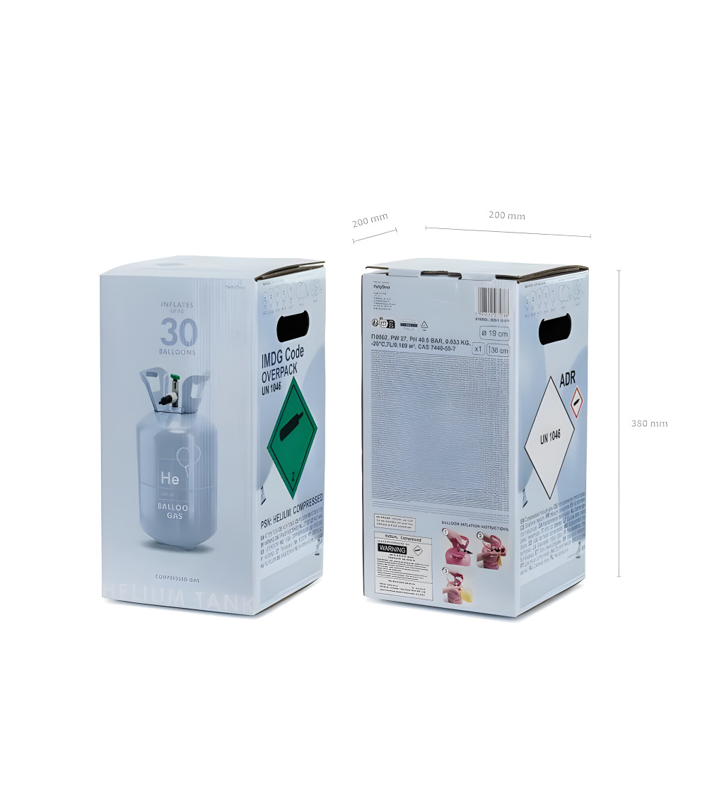 Jednorázová láhev s heliem světle modrá