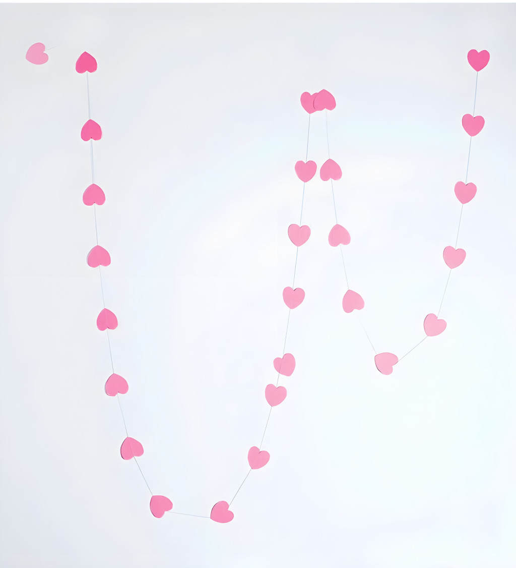 Dekorační girlanda srdce růžová