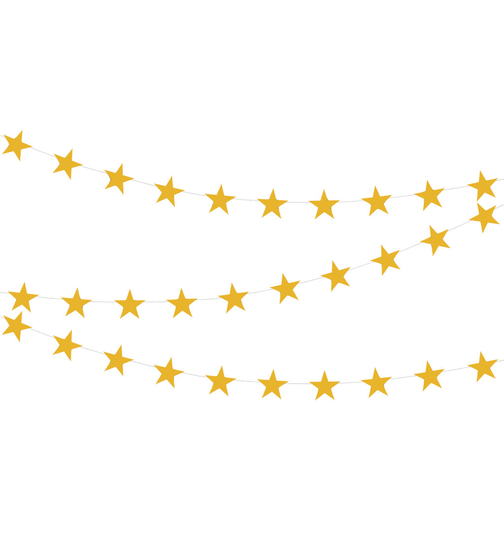 Dekorační girlanda hvězdy zlatá