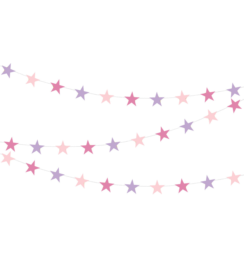 Dekorační girlanda hvězdy růžová