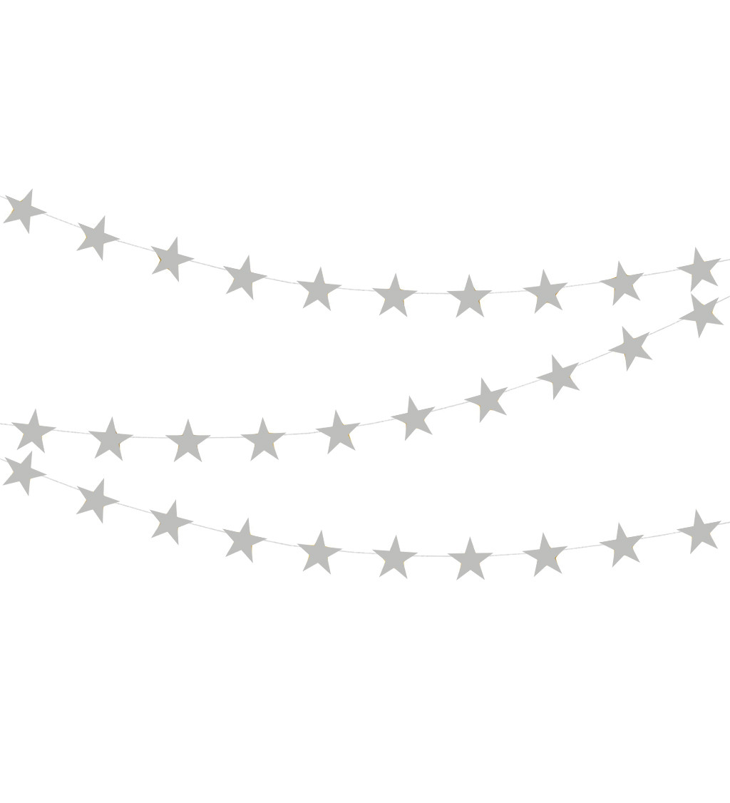 Dekorační girlanda hvězdy stříbrná