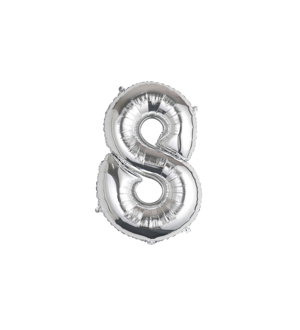 Fóliový balónek číslo 8 stříbrné 89 cm
