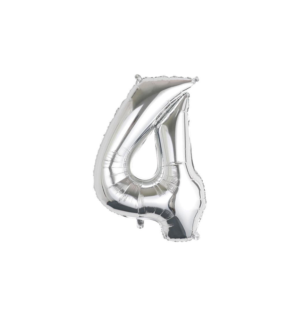 Fóliový balónek číslo 4 stříbrné 89 cm