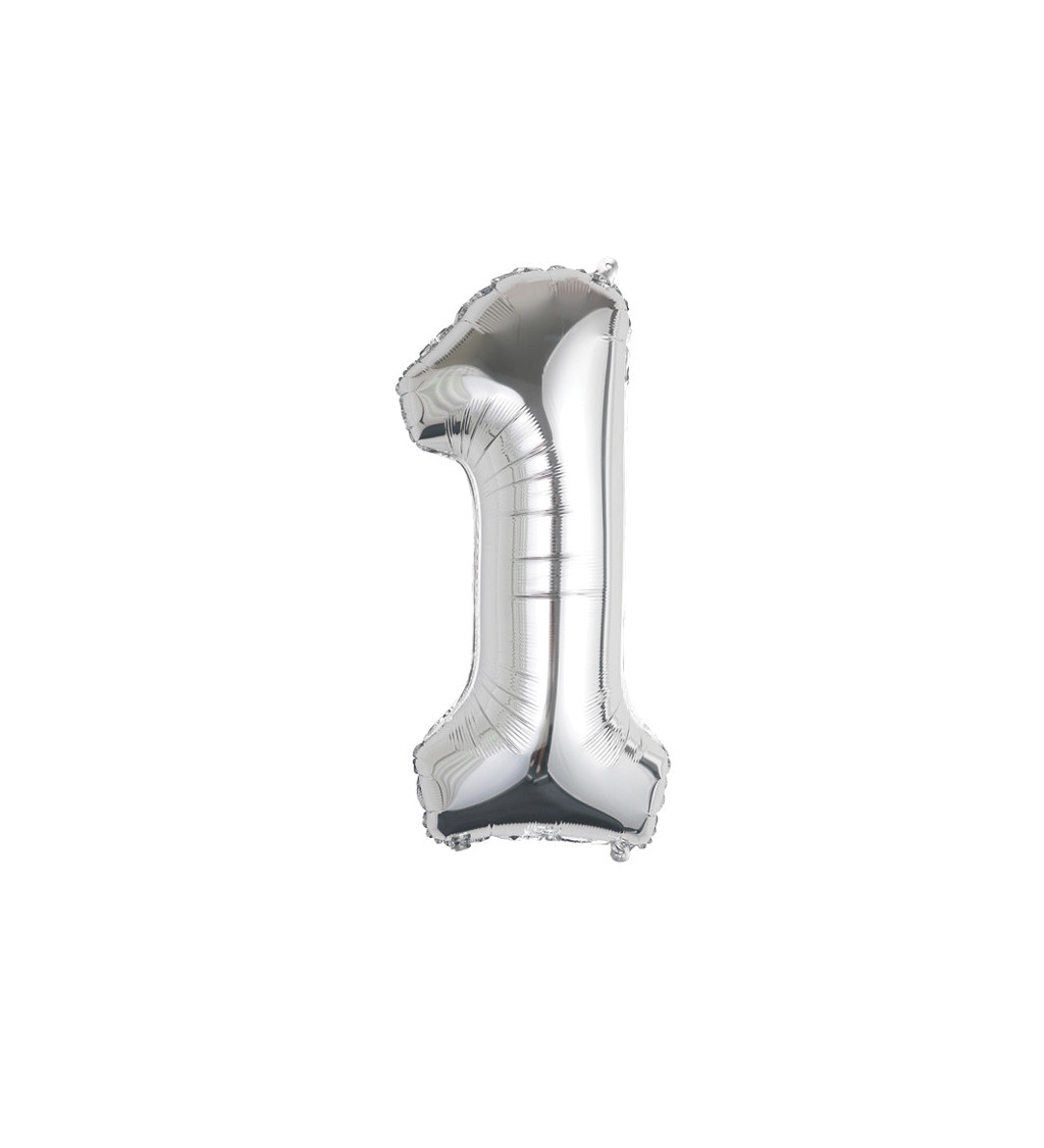 Fóliový balónek číslo 1 stříbrné 89 cm