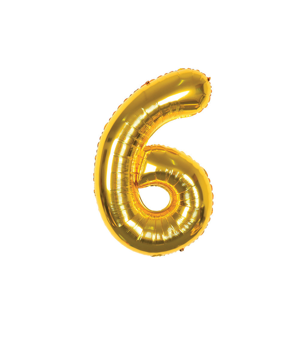 Fóliový balónek číslo 6 zlaté 89 cm