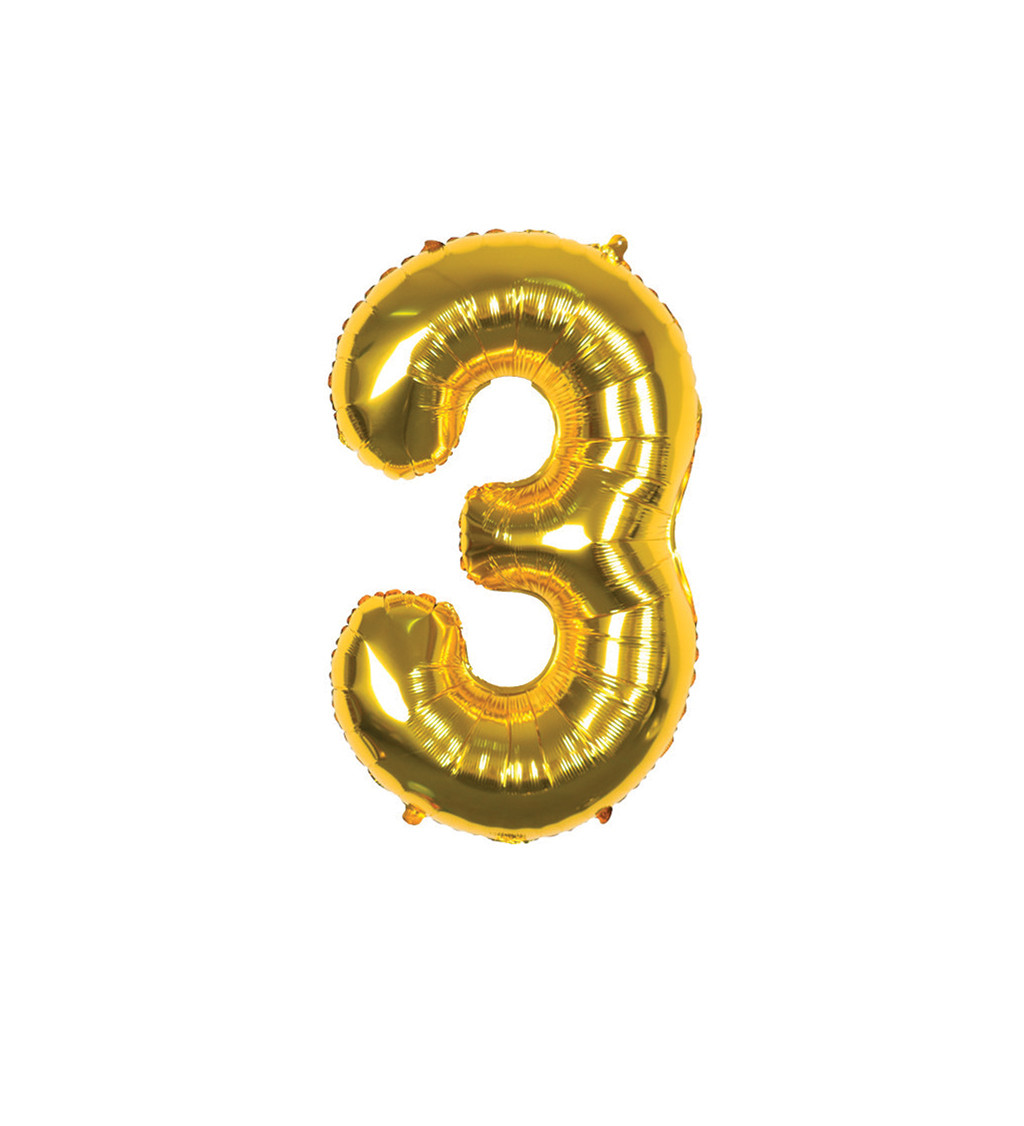 Fóliový balónek číslo 3 zlaté 89 cm