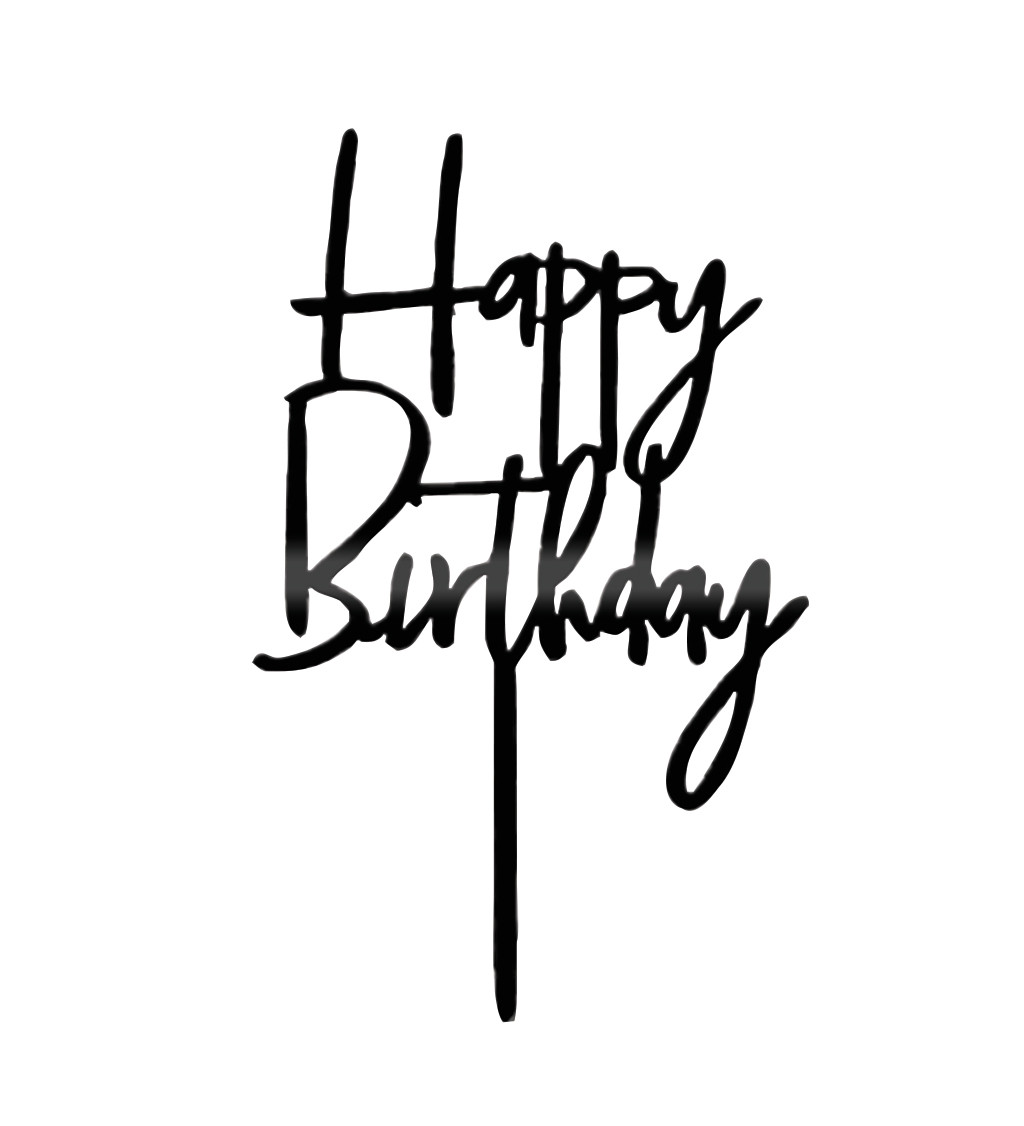 Zápich do dortu Happy birthday černý