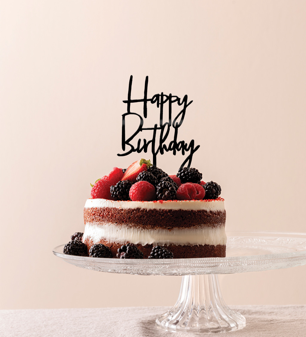 Zápich do dortu Happy birthday černý