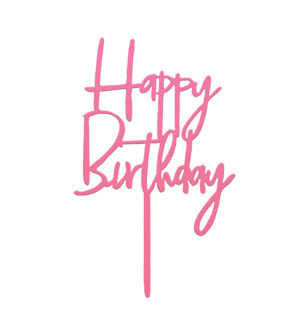 Zápich do dortu Happy birthday růžový