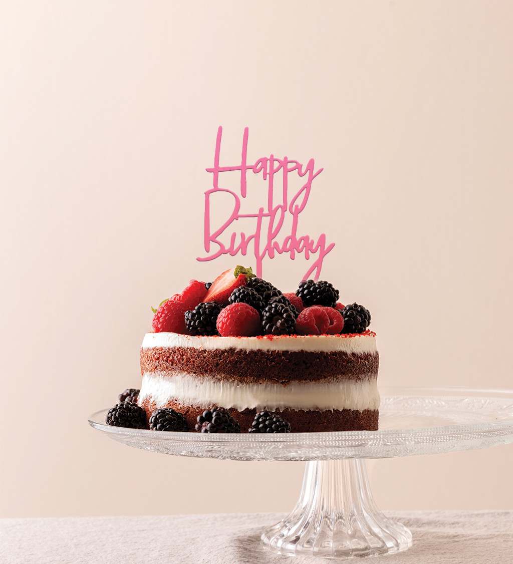 Zápich do dortu Happy birthday růžový