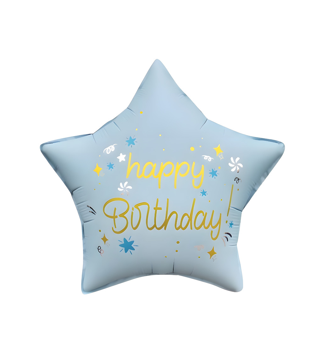 Fóliový balónek Happy birthday hvězda modrá 46 cm
