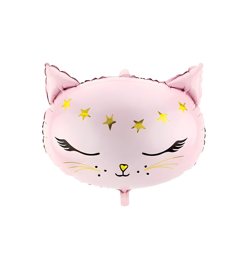 Fóliový balónek Růžová kočka 44 x 48 cm