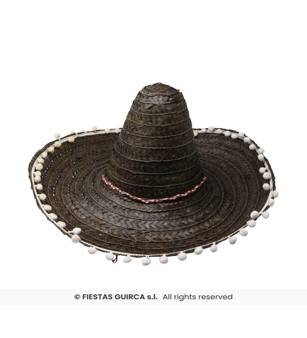 Mexický černý slaměný klobouk