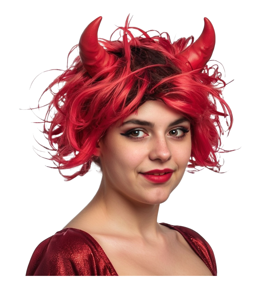 Dámská paruka - ďáblice s rohy