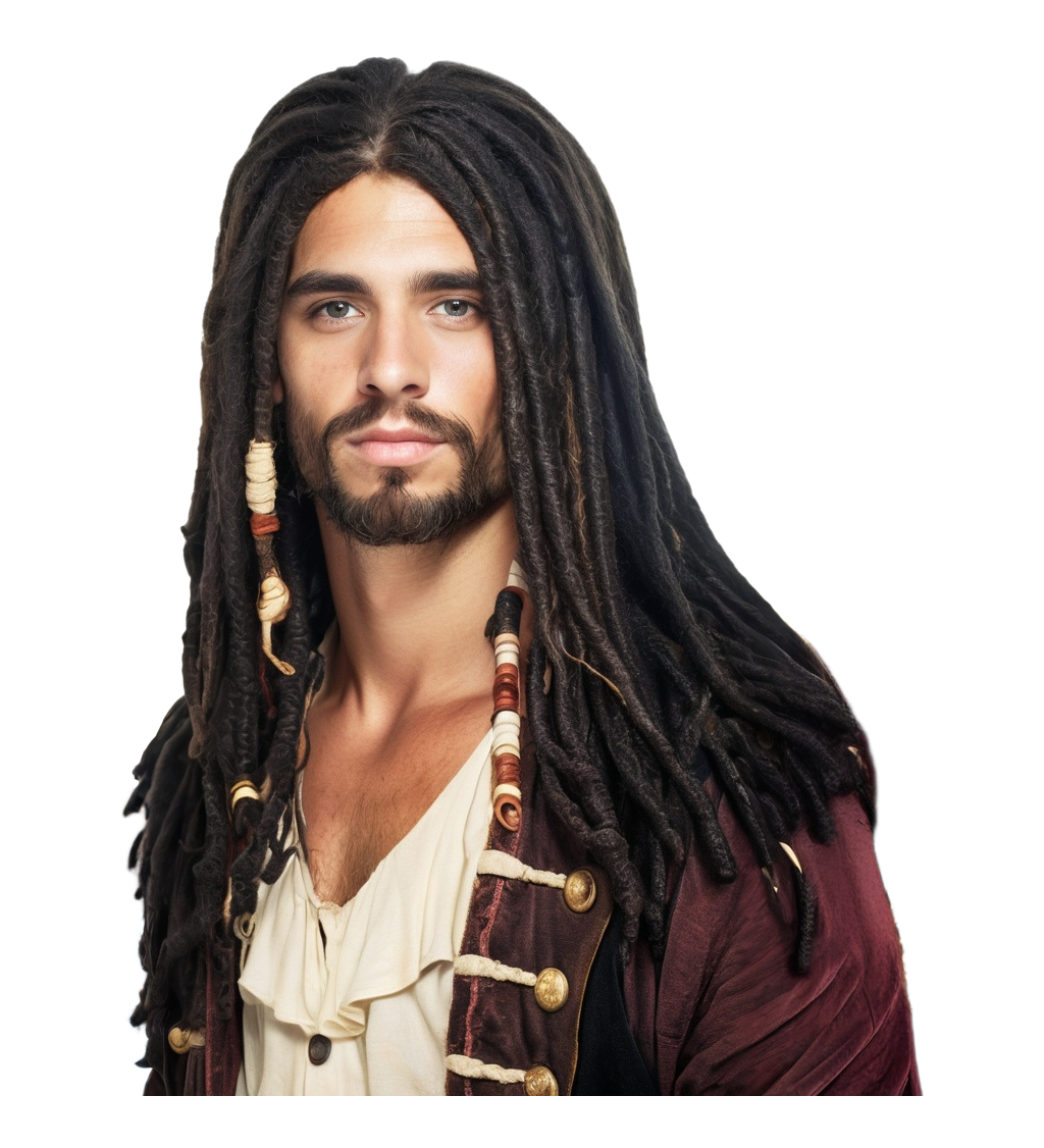Pánská paruka - pirát s dredy