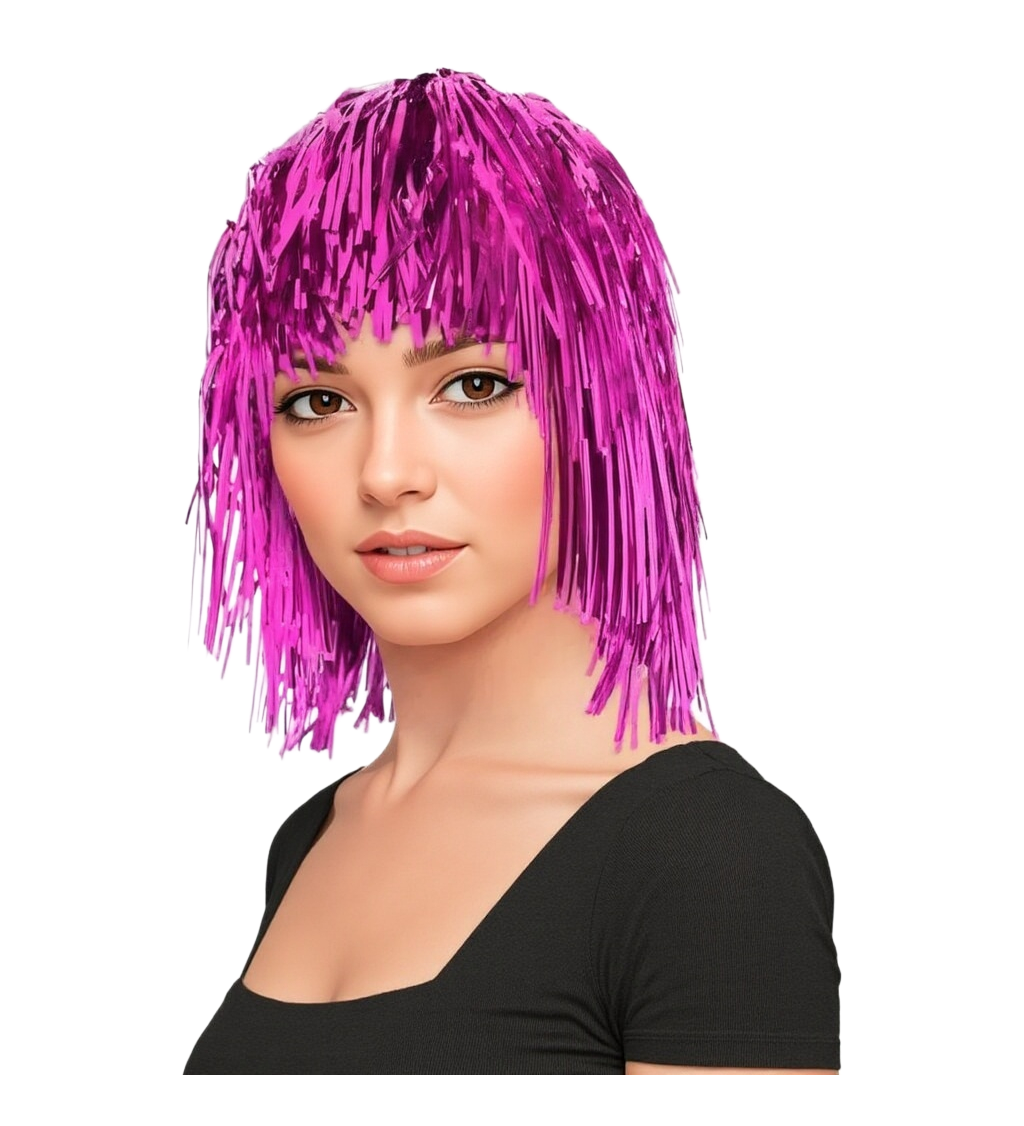 Dámská paruka - metalická růžová