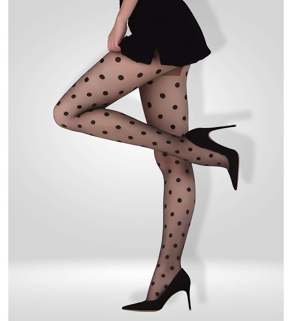 Punčochové kalhoty - s puntíky, černé