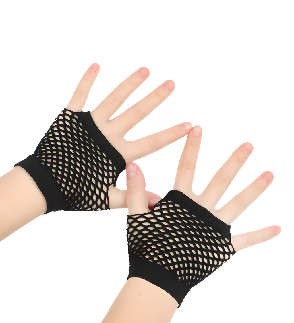 Krátké síťované rukavice - černé