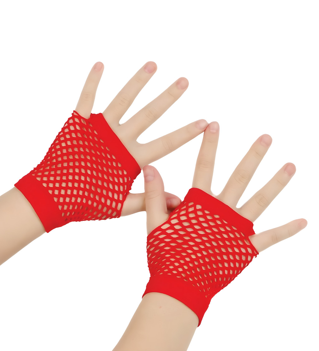 Krátké síťované rukavice - červené