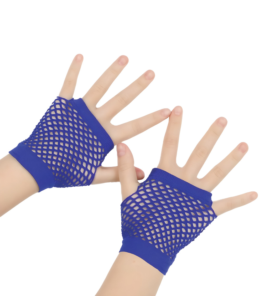 Krátké síťované rukavice - modré