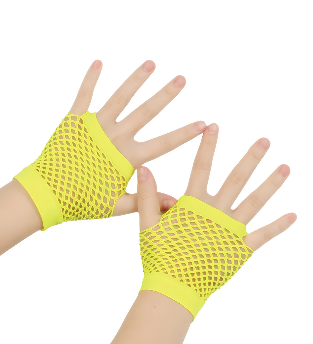 Krátké síťované rukavice - žluté