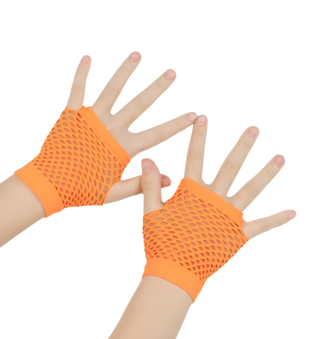 Krátké síťované rukavice - oranžové