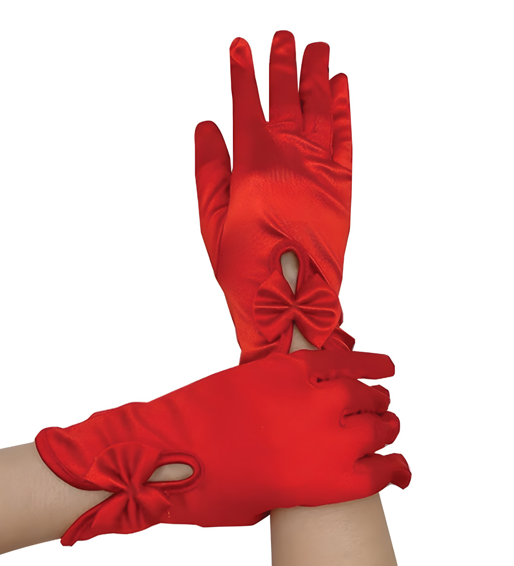 Krátké rukavice s mašlí - červené