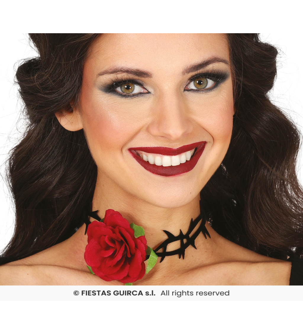 Choker náhrdelník s růží a ostny