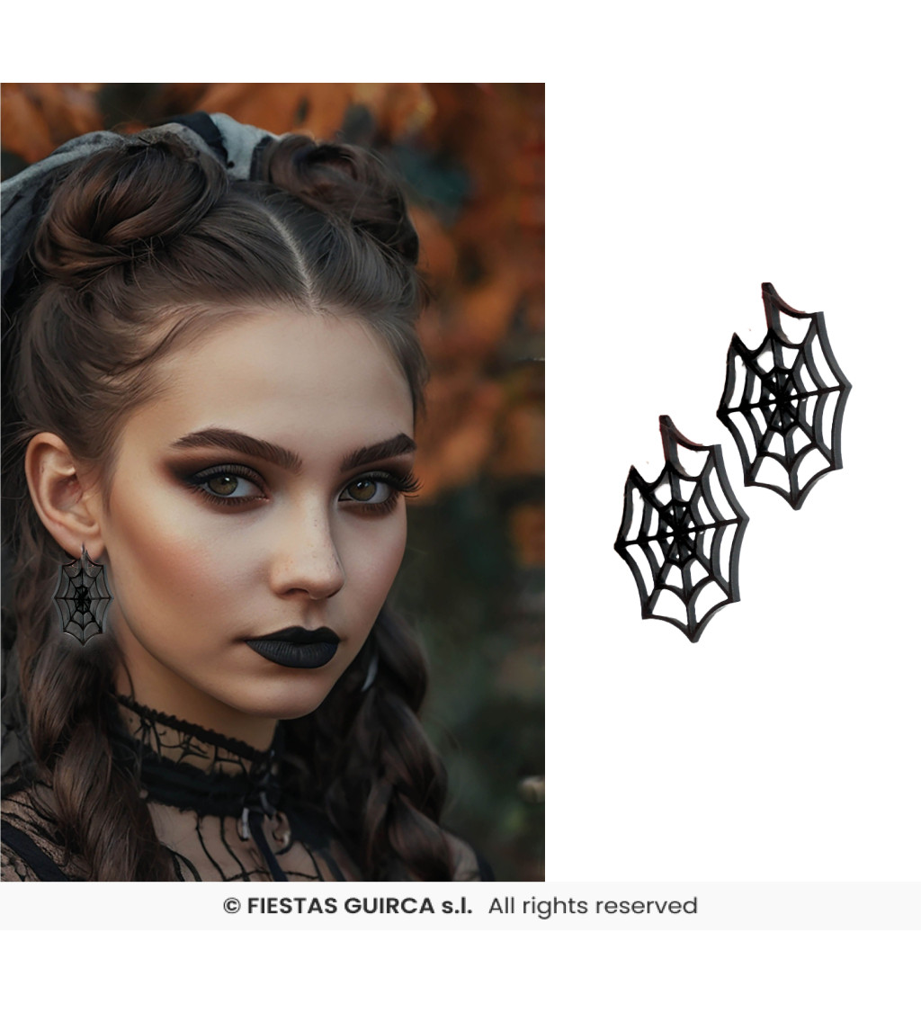 Náušnice černé pavučinky