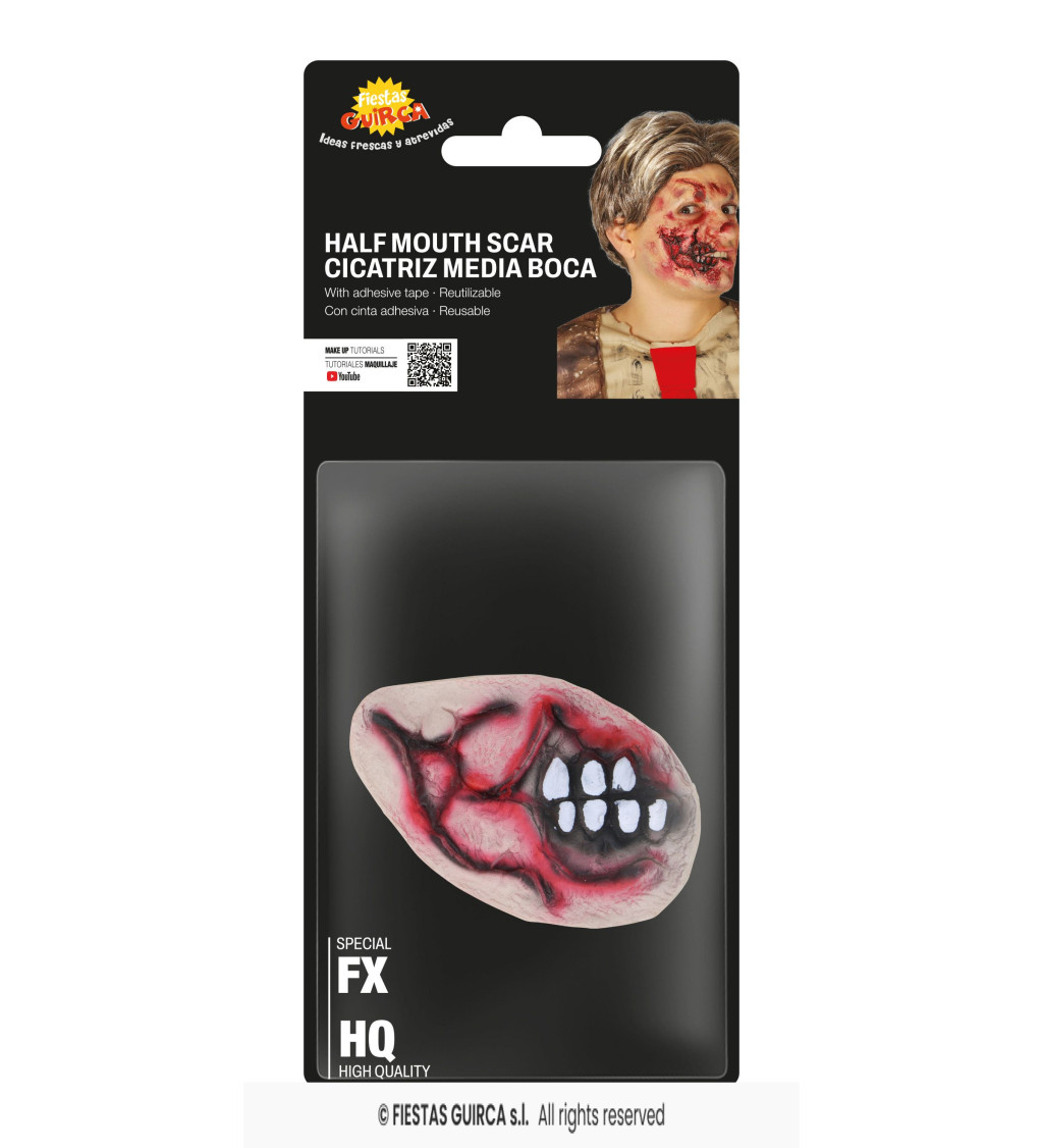 Latexová jizva - půlka obličeje