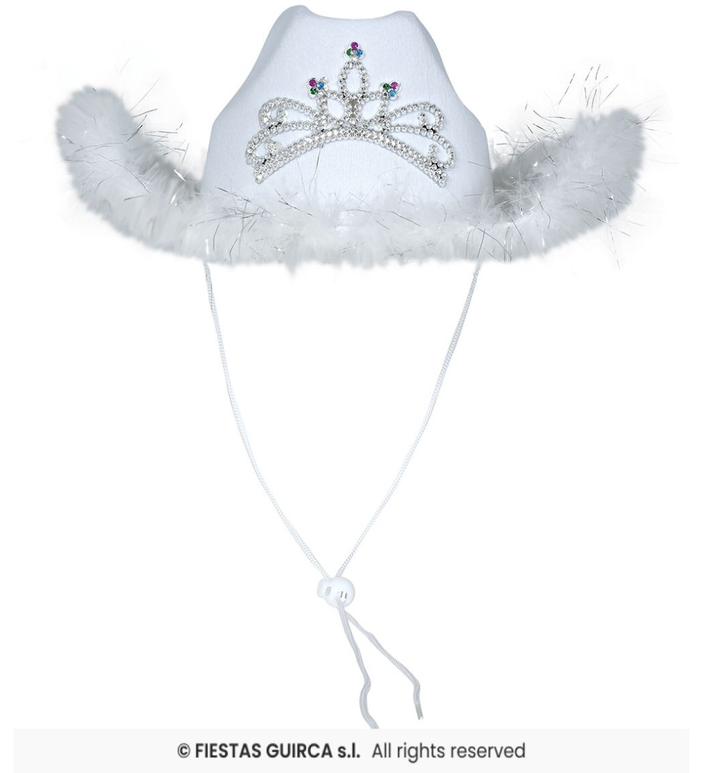 Bílý kovbojský klobouk s boa